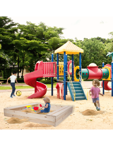 Piaskownice - Piaskownica drewniana 140x140 z ławeczkami AGROWŁÓKNINA eko drewno - product 5