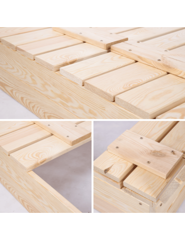 Piaskownice - Piaskownica drewniana 140x140 z ławeczkami AGROWŁÓKNINA pokrywa oparcie - product 8