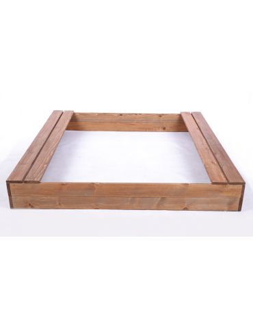 Piaskownice - Piaskownica impregnowana 140x140 z ławeczkami AGROWŁÓKNINA eko drewno - product 3