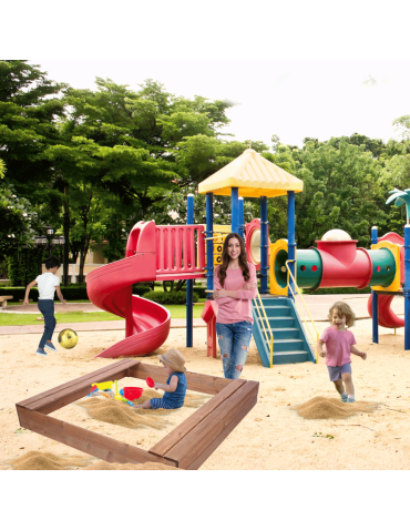 Piaskownice - Piaskownica impregnowana 140x140 z ławeczkami AGROWŁÓKNINA eko drewno - product 5