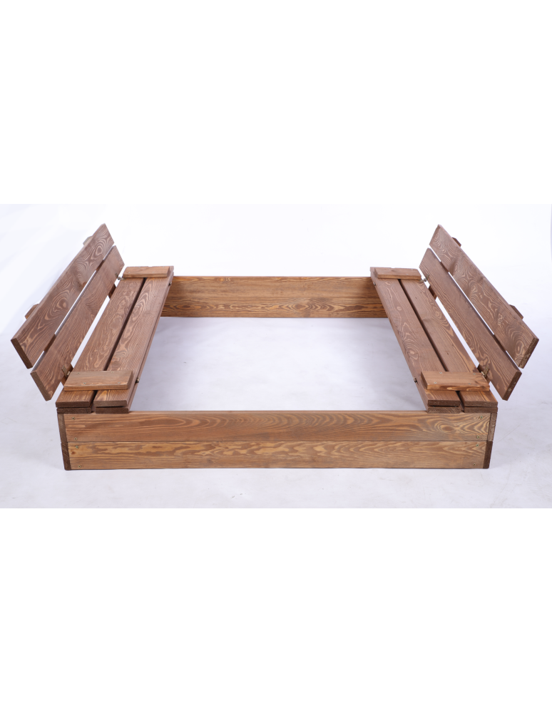 Piaskownice - Piaskownica impregnowana 120x120 z ławeczkami AGROWŁÓKNINA POKRYWA oparcie - product b2b.wamar.biz 3