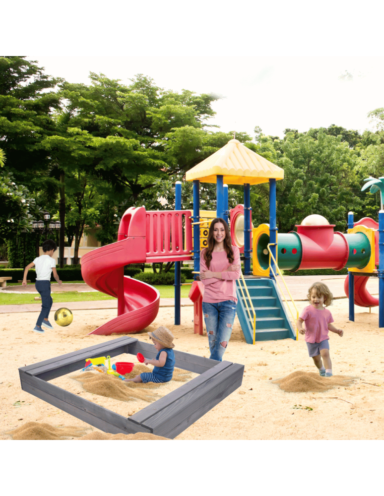 Piaskownice - Piaskownica impregnowana 140x140 z ławeczkami AGROWŁÓKNINA eko drewno - product b2b.wamar.biz 5