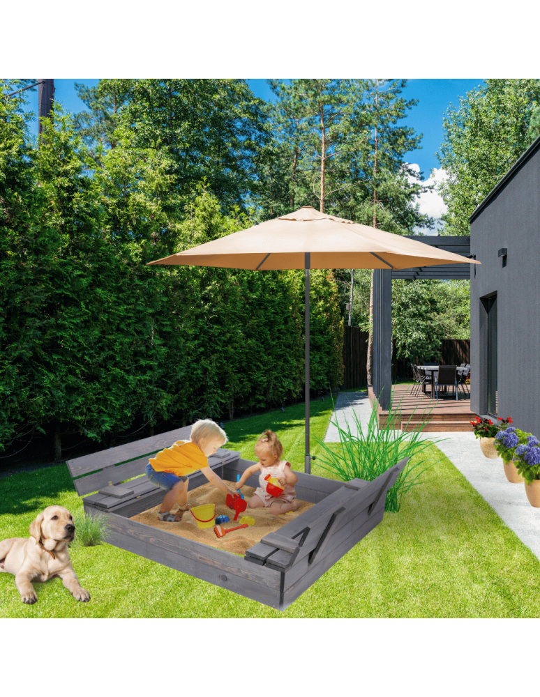 Piaskownice - Piaskownica Z POKRYWĄ 120x120 z ławeczkami AGROWŁÓKNINA IMPREGNOWANA EKO - produkt b2b.wamar.biz 5