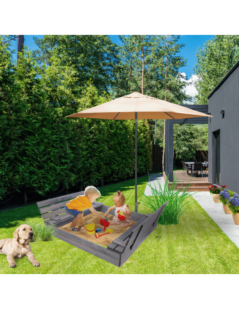 Piaskownice - Piaskownica impregnowana 140x140 z ławeczkami AGROWŁÓKNINA pokrywa oparcie - produkt b2b.wamar.biz 5