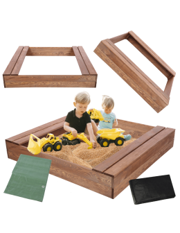 Piaskownica impregnowana 120x120 z ławeczkami AGRO PLANDEKA eko drewno