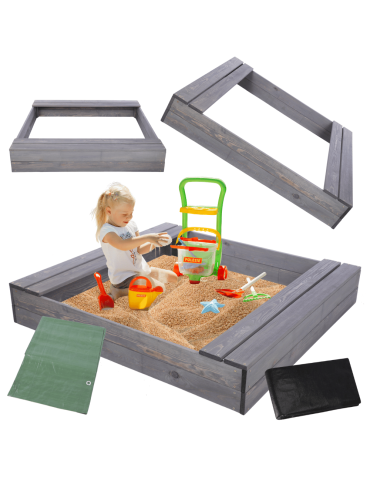 Piaskownica impregnowana 120x120 z ławeczkami AGRO PLANDEKA eko drewno