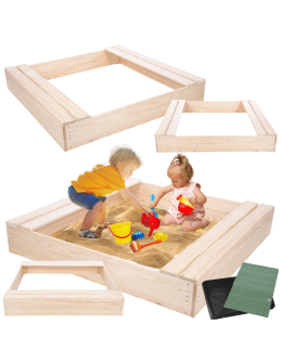 Piaskownica drewniana 120x120 z ławeczkami AGRO PLANDEKA eko drewno