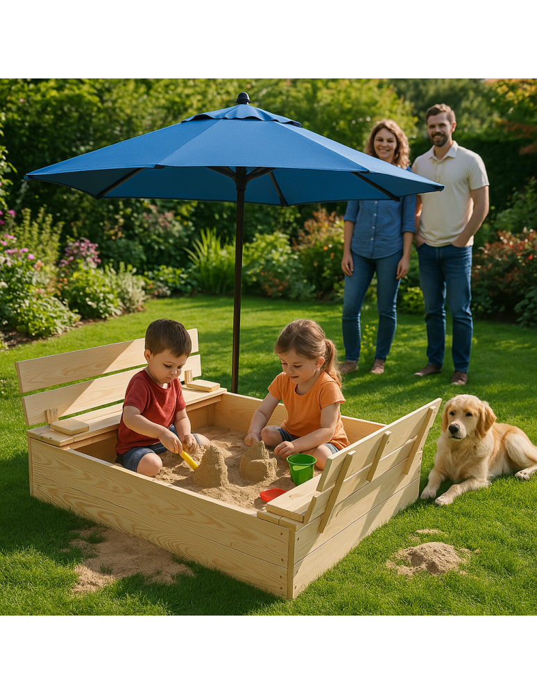 Piaskownice - Piaskownica Z POKRYWĄ 120x120 z ławeczkami AGRO PLANDEKA IMPREGNOWANA EKO - produkt b2b.wamar.biz 5