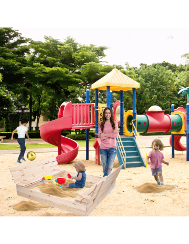 Piaskownice - Piaskownica drewniana 140x140 z ławeczkami AGRO PLANDEKA pokrywa oparcie - product 5