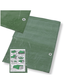 Plandeka wodoodporna MOCNA PE z oczkami 2x2m WZMACNIANA GRUBA okryciowa UV