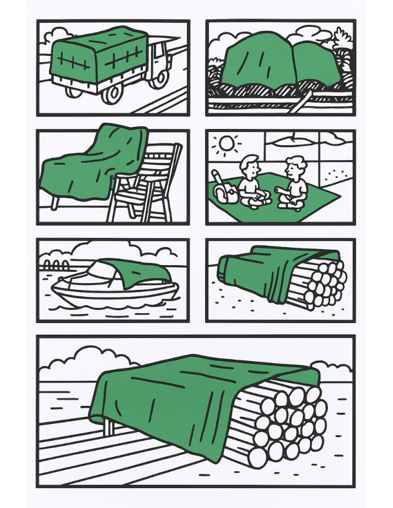 Uniwersalne plandeki- ochronne pokrowce - Plandeka wodoodporna MOCNA PE z oczkami 2x2m WZMACNIANA GRUBA okryciowa UV - product b2b.wamar.biz 4