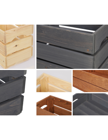 Skrzynki drewniane na ścianę- wino małe i duże rozmiary SD - Drewniana skrzynka na owoce warzywa skrzyneczka 40x30 cm z rączkami SOSNOWA - product 5