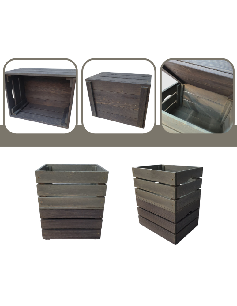 Skrzynki drewniane na ścianę- wino małe i duże rozmiary SD - Drewniana skrzynka na owoce warzywa skrzyneczka 40x30 cm z rączkami SOSNOWA - product b2b.wamar.biz 6