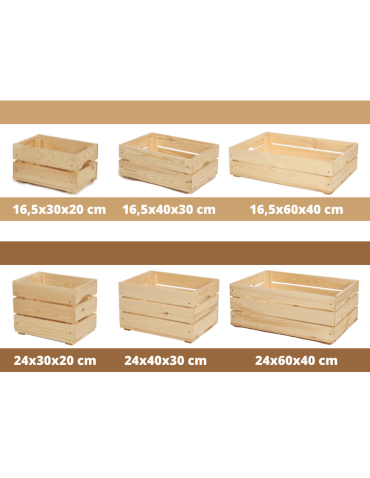 Skrzynki drewniane na ścianę- wino małe i duże rozmiary SD - Drewniana skrzynka na owoce warzywa skrzyneczka 40x30 cm z rączkami SOSNOWA - product 7