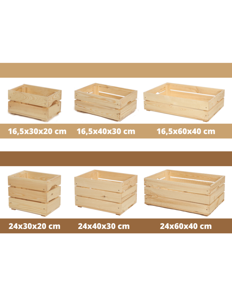 Skrzynki drewniane na ścianę- wino małe i duże rozmiary SD - Drewniana skrzynka na owoce warzywa skrzyneczka 40x30 cm z rączkami SOSNOWA - product b2b.wamar.biz 7