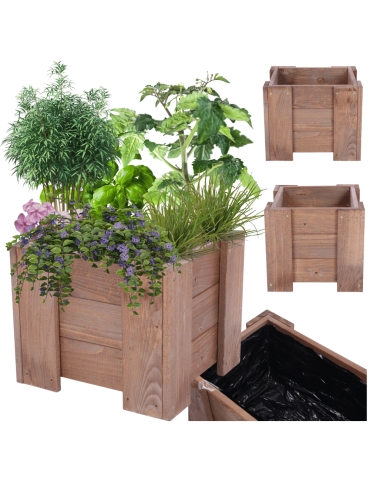Donica drewniana IMPREGNAT warzywna doniczka na balkon szer. 30 cm FOLIA
