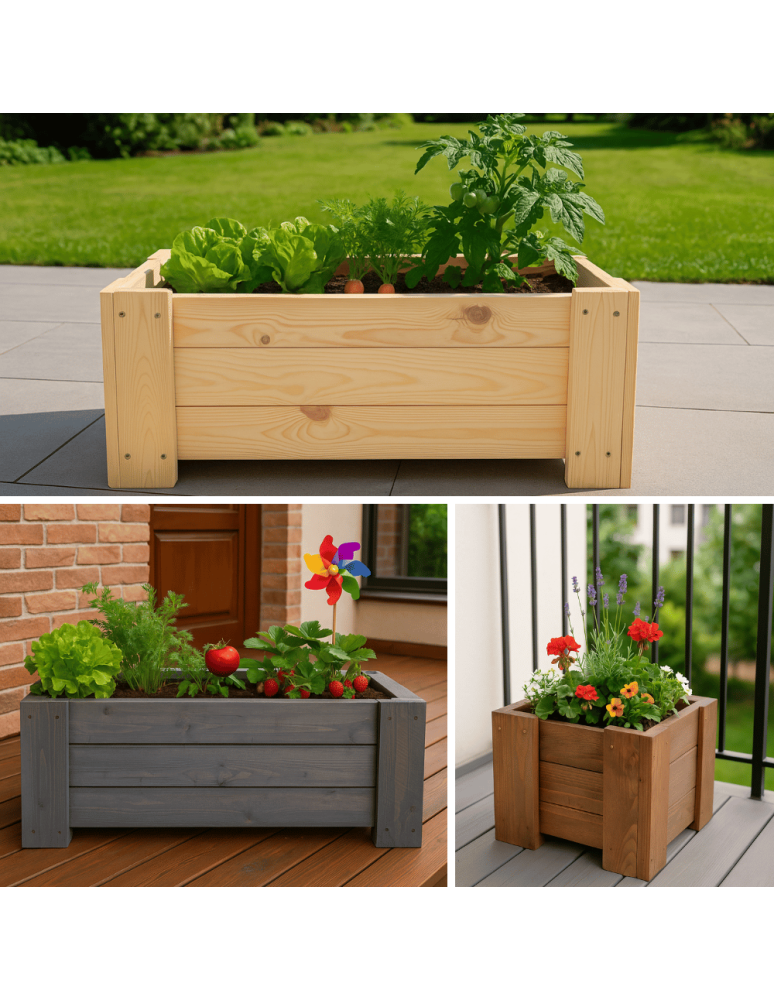 Duże Donice Drewniane Ogrodowe - Donica drewniana IMPREGNAT warzywna doniczka na balkon szer. 137 cm FOLIA - product b2b.wamar.biz 9