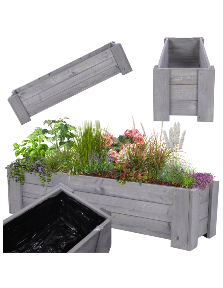 Duże Donice Drewniane Ogrodowe - Donica drewniana IMPREGNAT warzywna doniczka tarasowa szer. 117 cm FOLIA - product b2b.wamar.biz 1