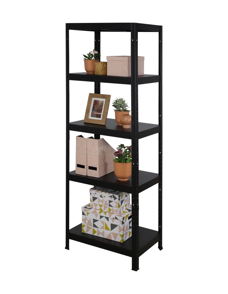 Regały całometalowe Elara - Regał cały metalowy 180x60x40 stojak warsztatowy 130kg/p magazynowy czarny - product b2b.wamar.biz 2