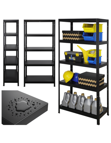 Regał cały metalowy 180x80x40 stojak warsztatowy 130kg/p magazynowy czarny