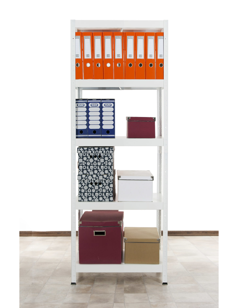 Regały całometalowe Elara - Regał cały metalowy 180x60x40 stojak warsztatowy 130kg/p magazynowy biały - product b2b.wamar.biz 3