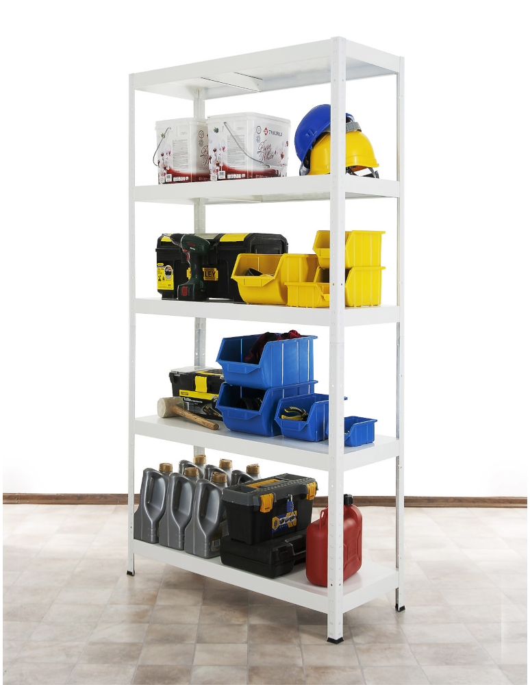 Regały całometalowe Elara - Regał cały metalowy 180x80x40 stojak warsztatowy 130kg/p magazynowy biały - product b2b.wamar.biz 3