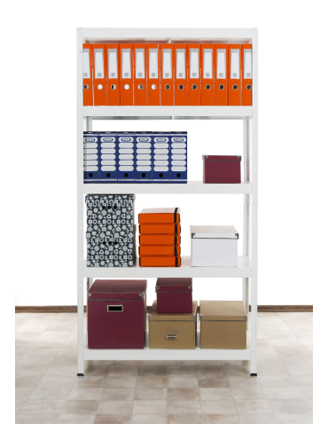 Regały całometalowe Elara - Regał cały metalowy 180x80x40 stojak warsztatowy 130kg/p magazynowy biały - product 4