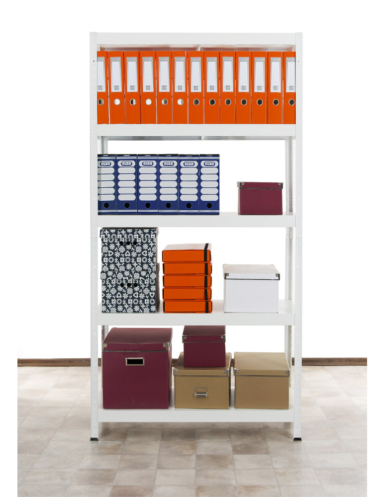 Regały całometalowe Elara - Regał cały metalowy 180x80x40 stojak warsztatowy 130kg/p magazynowy biały - product b2b.wamar.biz 4
