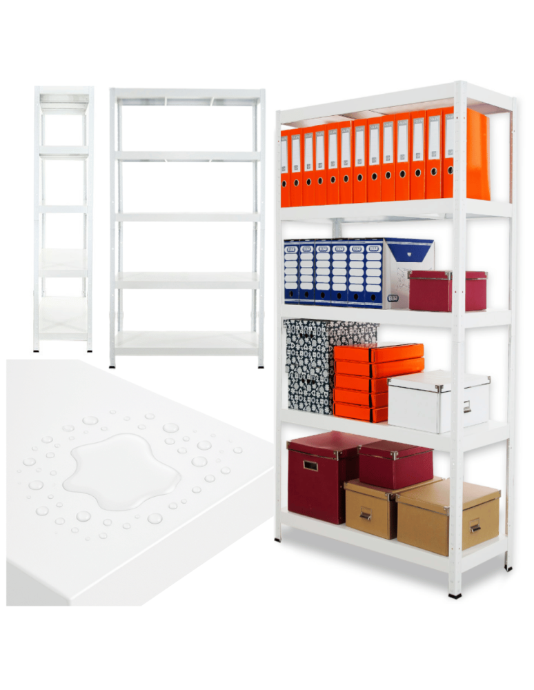 Regały całometalowe Elara - Regał cały metalowy 180x90x40 stojak warsztatowy 130kg/p magazynowy biały - product b2b.wamar.biz 1