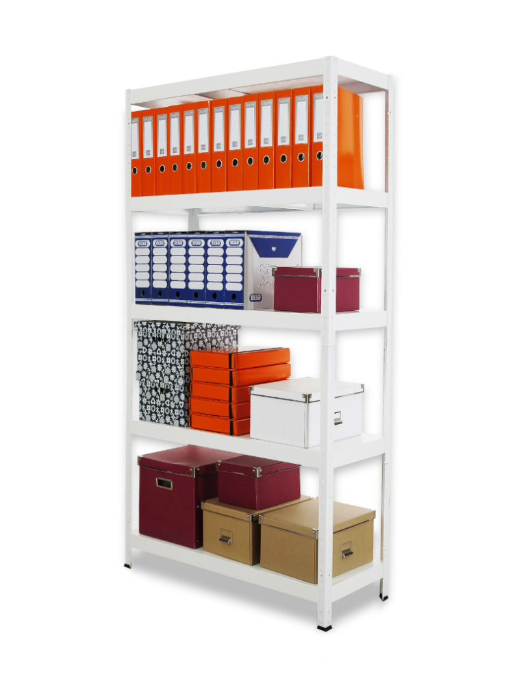Regały całometalowe Elara - Regał cały metalowy 180x90x40 stojak warsztatowy 130kg/p magazynowy biały - product b2b.wamar.biz 2