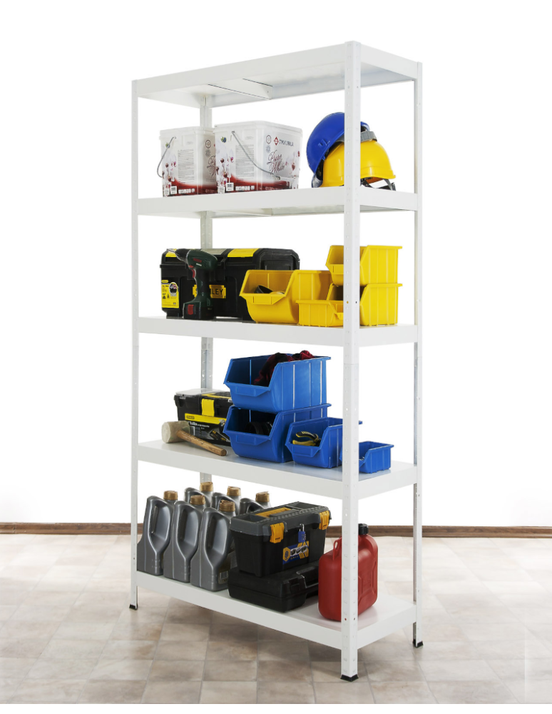 Regały całometalowe Elara - Regał cały metalowy 180x90x40 stojak warsztatowy 130kg/p magazynowy biały - product b2b.wamar.biz 3