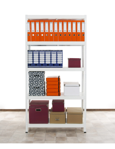 Regały całometalowe Elara - Regał cały metalowy 180x90x40 stojak warsztatowy 130kg/p magazynowy biały - product 4