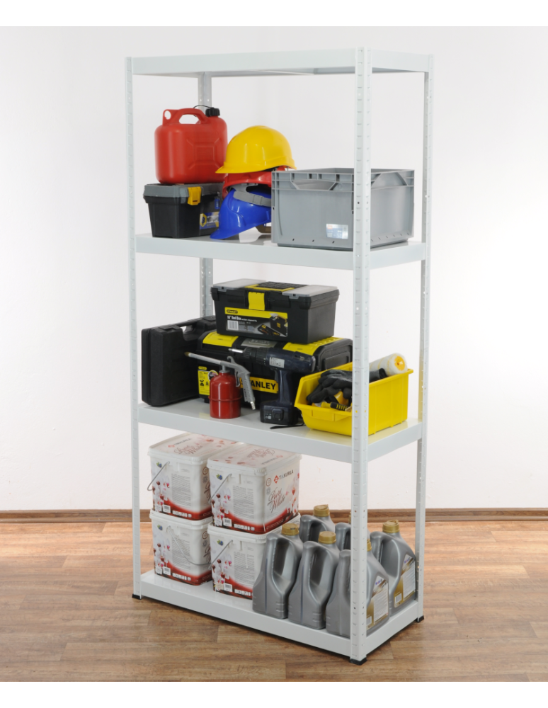 Regały całometalowe Elara - Regał cały metalowy 180x100x40 stojak warsztatowy 130kg/p magazynowy biały - product b2b.wamar.biz 3