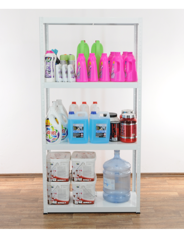 Regały całometalowe Elara - Regał cały metalowy 180x100x40 stojak warsztatowy 130kg/p magazynowy biały - product b2b.wamar.biz 4