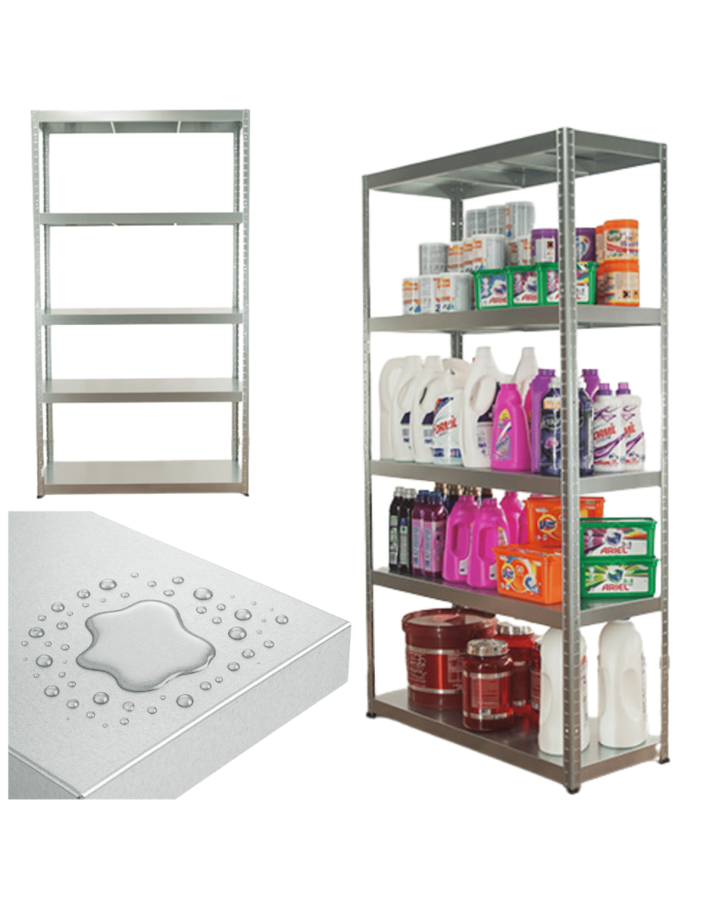 Regały całometalowe Elara - Regał cały metalowy 180x80x40 stojak warsztatowy 130kg/p magazynowy ocynk - product b2b.wamar.biz 1