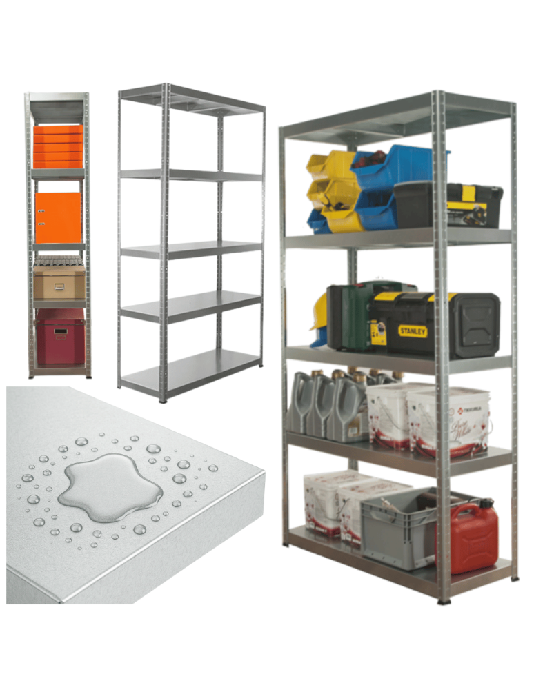 Regały całometalowe Elara - Regał cały metalowy 180x90x40 stojak warsztatowy 130kg/p magazynowy ocynk - product b2b.wamar.biz 1