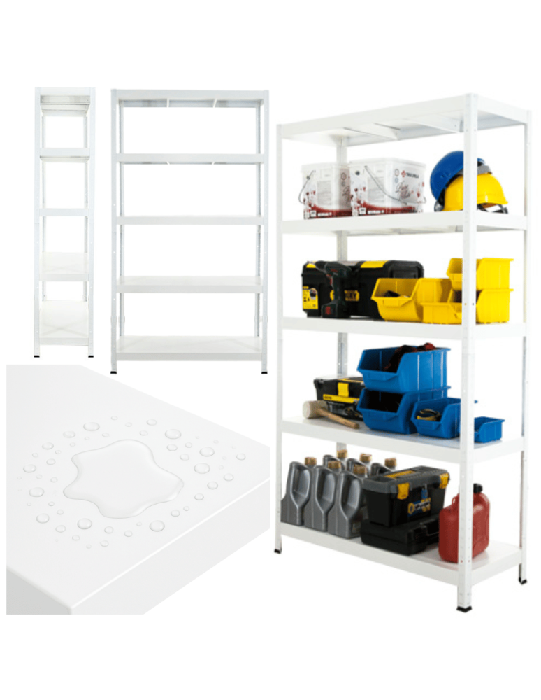 Regały całometalowe Elara - Regał cały metalowy 180x120x40 stojak warsztatowy 100kg/p magazynowy biały - product b2b.wamar.biz 1