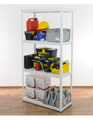 Regały całometalowe Elara - Regał cały metalowy 180x120x40 stojak warsztatowy 100kg/p magazynowy biały - product 3
