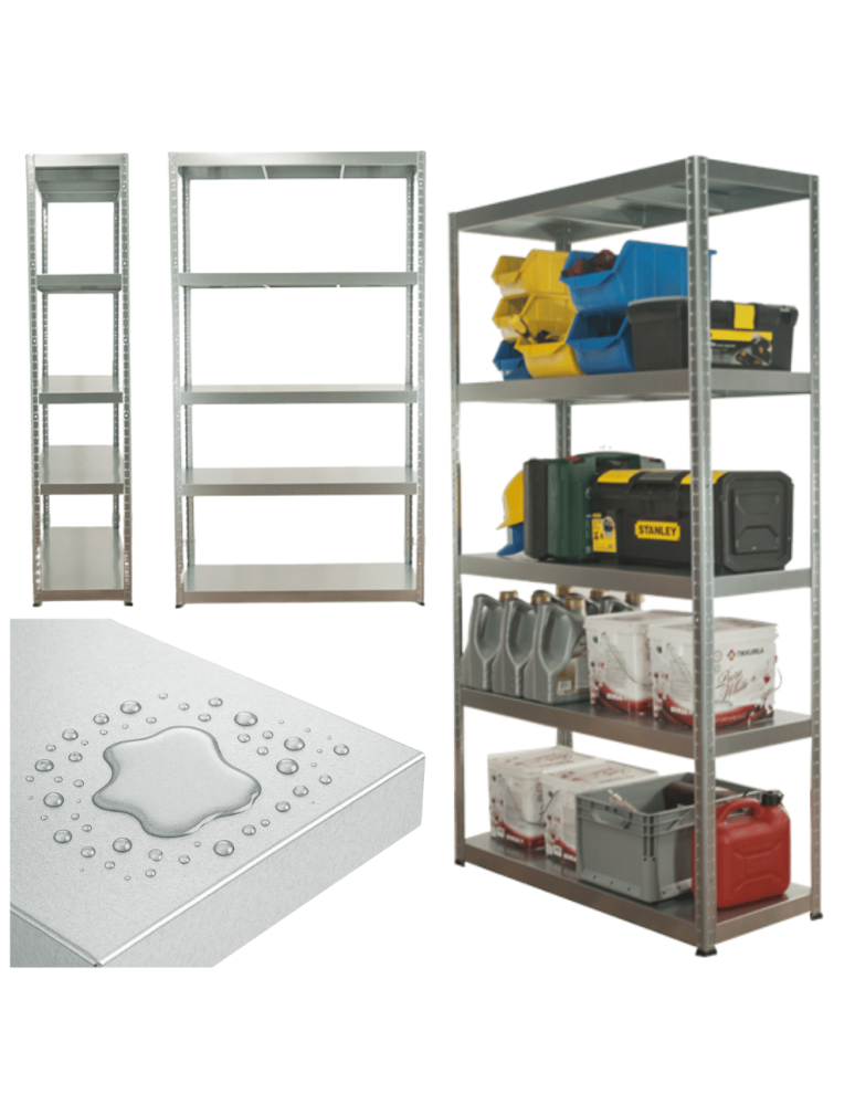 Regały całometalowe Elara - Regał cały metalowy 180x120x40 stojak warsztatowy 100kg/p magazynowy ocynk - product b2b.wamar.biz 1