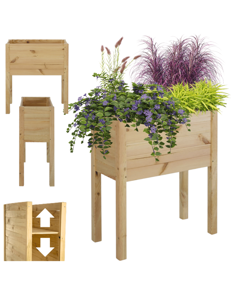 Duże Donice Drewniane Ogrodowe - Skrzynia donica doniczka na nogach ziołownik REGULOWANE DNO 72,5x68x30cm EKO - product b2b.wamar.biz 1