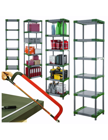 Stojak z plastiku tworzywa do piwnicy 222x50x46 cm ECO WODOODPORNY MODUŁOWY