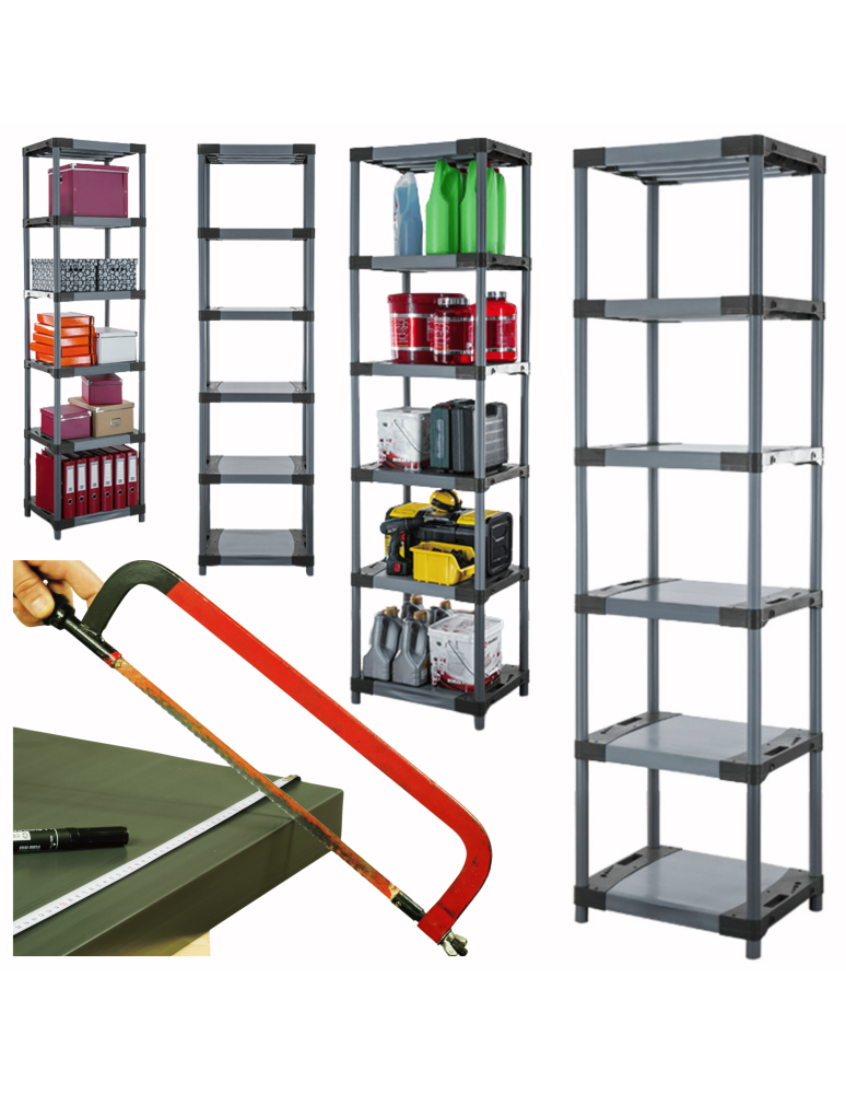 Regały z plastiku- tworzywa - Stojak z plastiku tworzywa do piwnicy 222x50x46 cm ECO WODOODPORNY MODUŁOWY - product b2b.wamar.biz 1