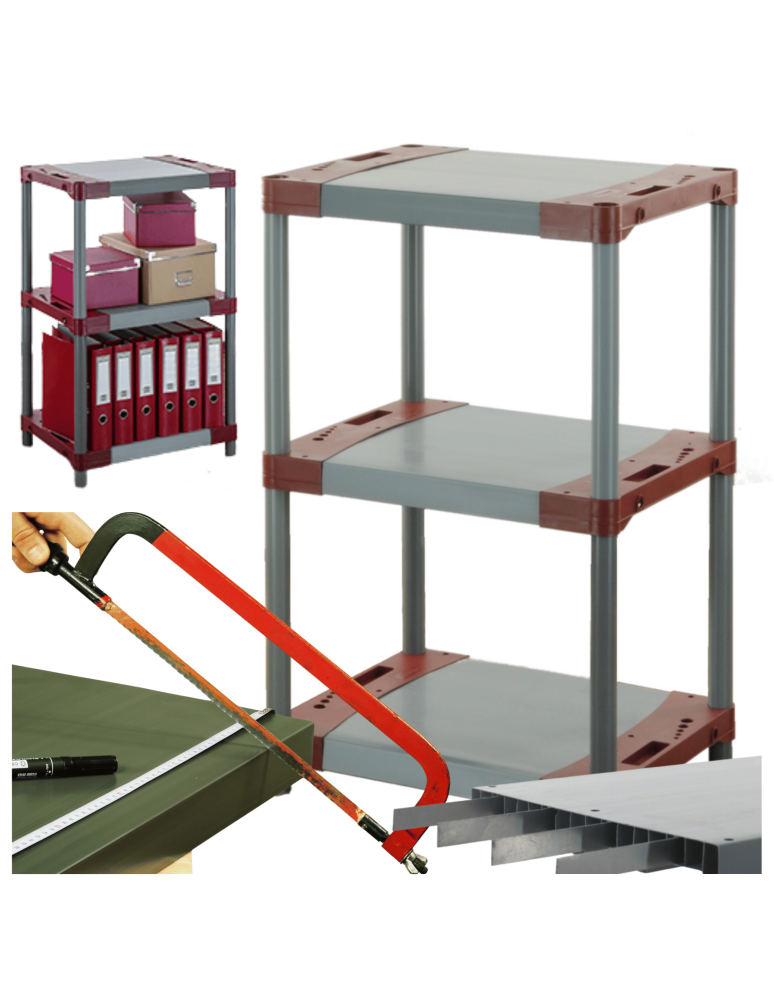 Regały z plastiku- tworzywa - Regał plastikowy do piwnicy regał WZMOCNIONY 98x50x46 cm 97%RECYKLING ECO - product b2b.wamar.biz 1