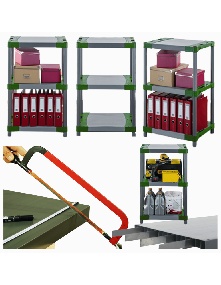 Regały z plastiku- tworzywa - Stojak plastikowy do piwnicy regał WZMOCNIONY 98x50x46 cm 97%RECYKLING ECO - product b2b.wamar.biz 1