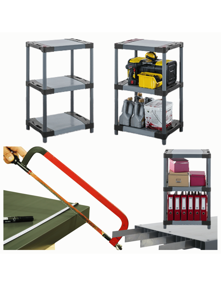 Regały z plastiku- tworzywa - Stojak plastikowy do piwnicy regał WZMOCNIONY 98x50x46 cm 97%RECYKLING ECO - product b2b.wamar.biz 1
