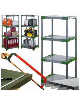 Stojak plastikowy WZMOCNIONY regał z tworzywa 138x50x46 cm 97%RECYKLING ECO