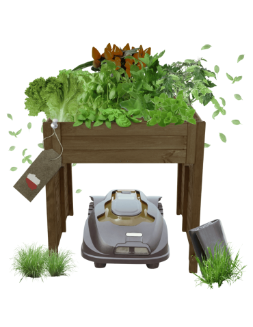 GARAŻ DLA ROBOTA KOSZĄCEGO zadaszenie dla kosiarki DREWNIANY 2W1 DONICA ECO