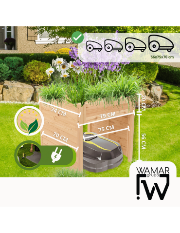 Garaż do kosiarki - GARAŻ DLA ROBOTA KOSZĄCEGO zadaszenie dla kosiarki DREWNIANY 2W1 DONICA ECO - product 8