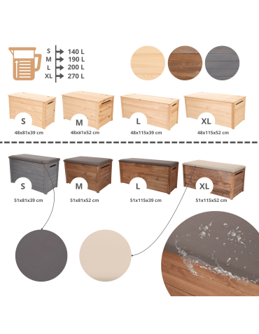 Skrzynie drewniane do domu- ławki drewniane ze skrzynią - Skrzynia ogrodowa drewniana na zabawki kufer na balkon taras do domu 140L - product 6
