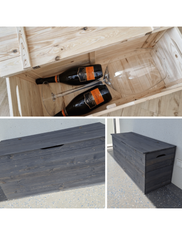 Skrzynie drewniane do domu- ławki drewniane ze skrzynią - Skrzynia ogrodowa drewniana na zabawki kufer na balkon taras do domu 140L - product 9